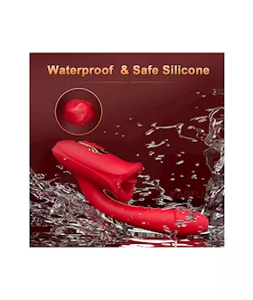 Dual Stimulation Vibrator With Licking Tongue And Realistic Dildo