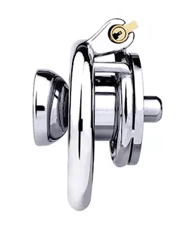 Button Key Locked Inverted Chastity Cage With Dildo Attachment
