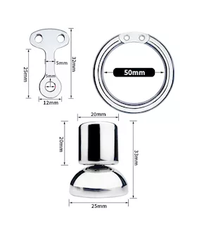 Minimal Hex Locked Inverted Chastity Cage With Dildo Attachment