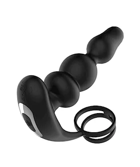 Remote Control Vibrating Anal Beads With Cock Ring