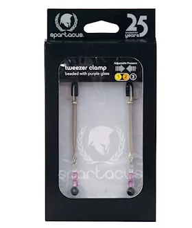 Spartacus Adjustable Tweezer Nipple Clamps W/purple Beads