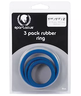 Spartacus Rubber Cock Ring Set- Blue Pack Of 3