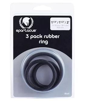 Spartacus Rubber Cock Ring Set - Black Pack Of 3
