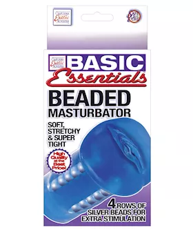Basic Essentials Beaded Masturbator - Blue