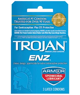 Trojan Enz Spermicidal Lubricated Condoms - Box Of 3