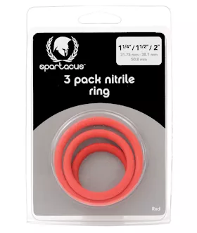 Spartacus Nitrile Cock  Ring Set - Red Pack Of 3