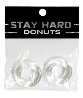 Ignite Power Stretch Donut Cock Ring - Clear Pack Of 2