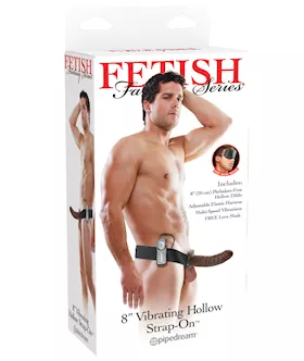 Fetish Fantasy Series 8" Vibrating Hollow Strap On - Brown