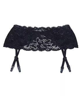 Stretch Lace Garter Belt W/adjustable Garters Black O/s