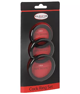 Malesation Cock Ring Set - Pack Of 3 Black