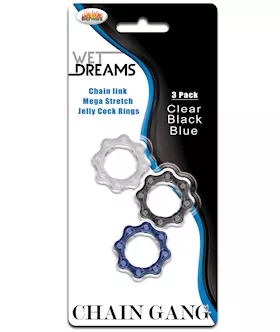 Wet Dreams Chain Gang Cock Rings - Asst. Pack Of 3