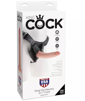 King Cock Strap On Harness W/7" Cock - Flesh