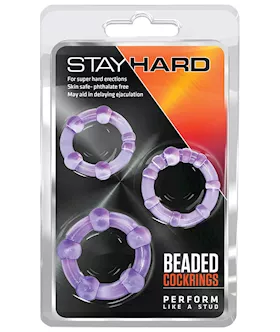 Blush Stay Hard Beaded Cock Rings - Purple Pack Of 3
