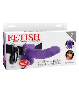 Fetish Fantasy Series 7" Vibrating Hollow Strap On W/balls - Purple