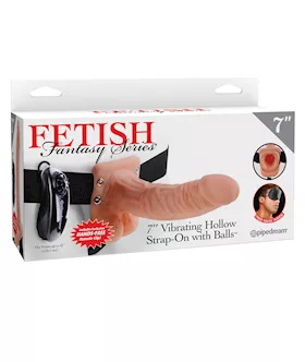 Fetish Fantasy Series 7" Vibrating Hollow Strap On W/balls - Flesh