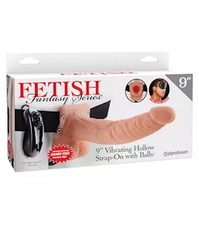 Fetish Fantasy Series 9" Vibrating Hollow Strap On W/balls - Flesh