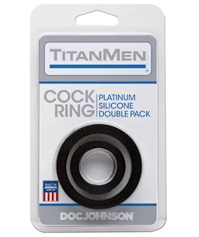 Titanmen Platinum Silicone Cock Ring - Black Pack Of 2