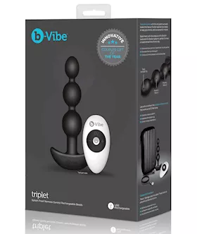 B-vibe Remote Triplet Anal Beads - Black