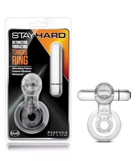 Blush Stay Hard Vibrating Tongue Ring - 10 Function Clear