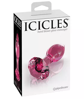 Icicles No. 79 Hand Blown Glass Diamond Butt Plug - Pink