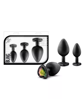 Blush Luxe Bling Plugs Training Kit - Black W/rainbow Gems