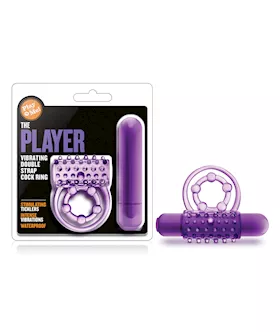 Blush Play With Me The Player Vibrating Double Strap Cockring - Purple