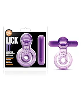 Blush Play With Me Lick It Vibrating Double Strap Cockring - Purple