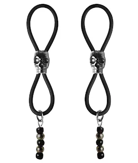 Bijoux De Nip Nipple Halos Black Skull Slider - Black/silver