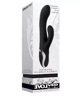 Evolved Extreme Rumble Rabbit Dual Stim Rechargeable - Black