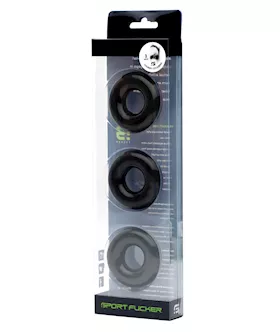 No Eta =sport Fucker Chubby Cockring Pack Of 3 - Black