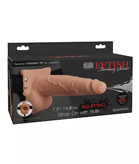 Fetish Fantasy Series 7.5" Hollow Squirting Strap On W/balls - Flesh