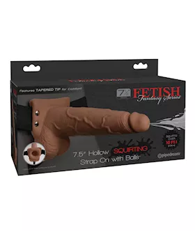 Fetish Fantasy Series 7.5" Hollow Squirting Strap On W/balls - Tan