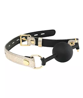 Spartacus Silicone Gag W/leather Lining - White Snakeskin Micro Fiber