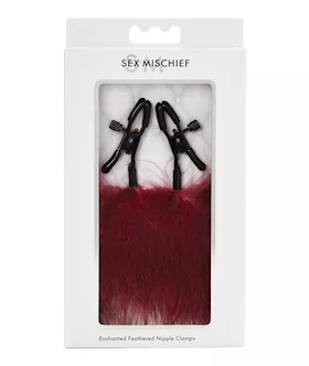 Sex & Mischief Enchanted Feather Nipple Clamps - Burgundy