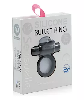 Nu Sensuelle Rev Silicone 7 Function Bullet Ring W/flutter Tip  - Black