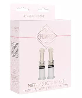 Shots Pumped Nipple Suction Set - Small Clear