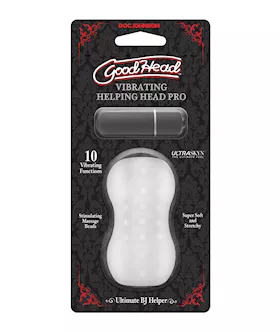 Goodhead Helping Head Pro Ultraskyn Vibrating Stroker - Frost