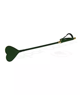 Spartacus Pu Riding Crop W/plush Heart Shape Tip - Green