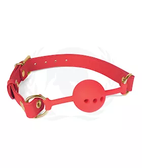 Spartacus Silicone Ball Gag W/red Pu Straps - 46 Mm