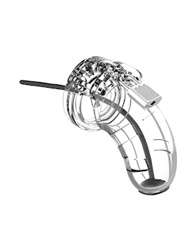Shots Man Cage 3.5" W/silicone Urethral Sounding - Clear