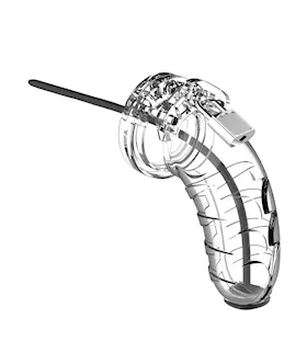 Shots Man Cage 4.5" W/silicone Urethral Sounding - Clear
