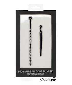 Shots Ouch Urethral Sounding Beginners Silicone Plug Set - Black