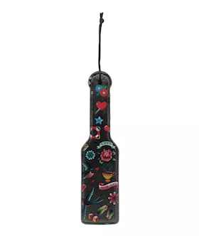 Shots Ouch Old School Tattoo Style Printed Paddle - Black