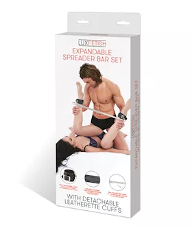 Lux Fetish Expandable Bar Spreader Set W/leatherette Cuffs