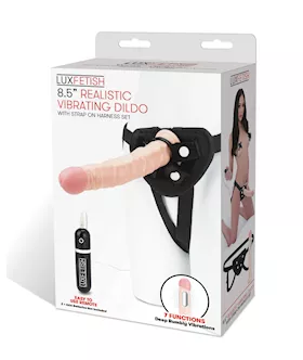Lux Fetish 8.5" Realistic Vibrating Dildo W/strap On Harness Set