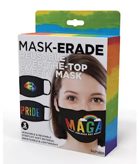 Hott Products Mask-erade Masks - Pride/gay Again/ Rainbow Kiss Pack Of 3