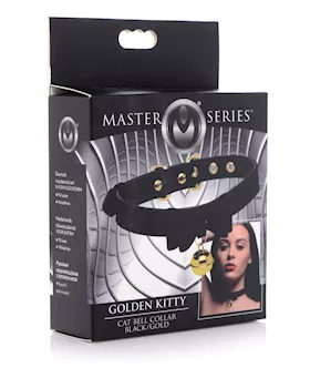 Master Series Golden Kitty Cat Bell Collar - Black/gold