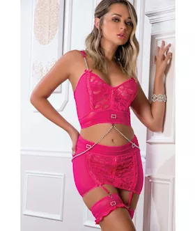 Bustier & Garter Skirt W/pearled Chain Lipstick O/s