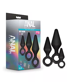 Blush Anal Adventures Platinum Silicone Loop Plug Kit - Black