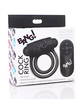 Bang! Vibrating Cock Ring & Bullet W/remote Control - Black
